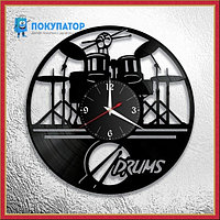 Оригинальные часы из виниловых пластинок "Музыка - 13 барабаны". ПОД ЗАКАЗ 1-3 дня