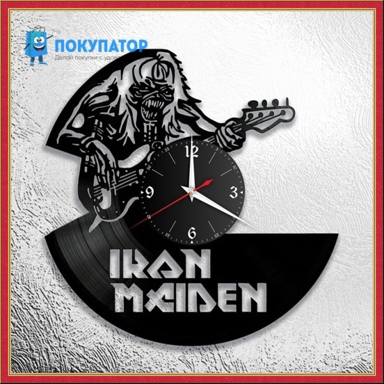 Оригинальные часы из виниловых пластинок "Iron Maiden - 2". ПОД ЗАКАЗ 1-3 дня