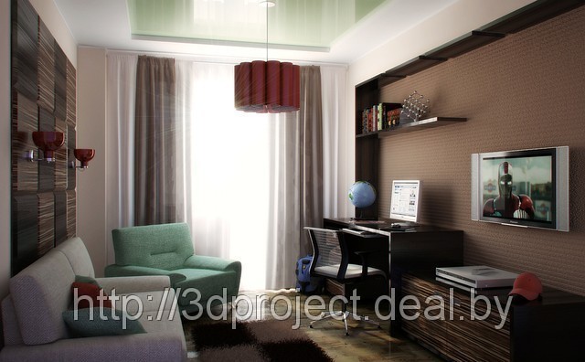 Дизайн интерьера домашнего кабинета - дизайн проект, дизайн интерьера квартир, коттеджей. Цены,стоимость - фото 2 - id-p598149