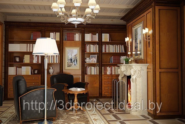 Дизайн интерьера домашней библиотеки - дизайн проект, дизайн интерьера в Минске. Цены,стоимость - фото 1 - id-p598156
