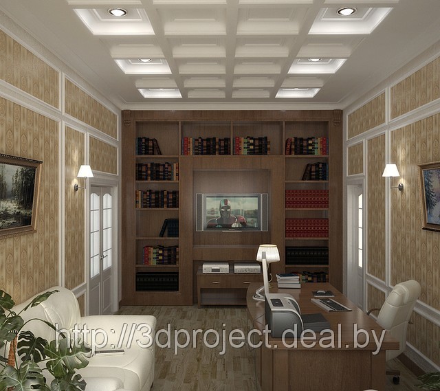 Дизайн интерьера домашней библиотеки - дизайн проект, дизайн интерьера в Минске. Цены,стоимость - фото 2 - id-p598156