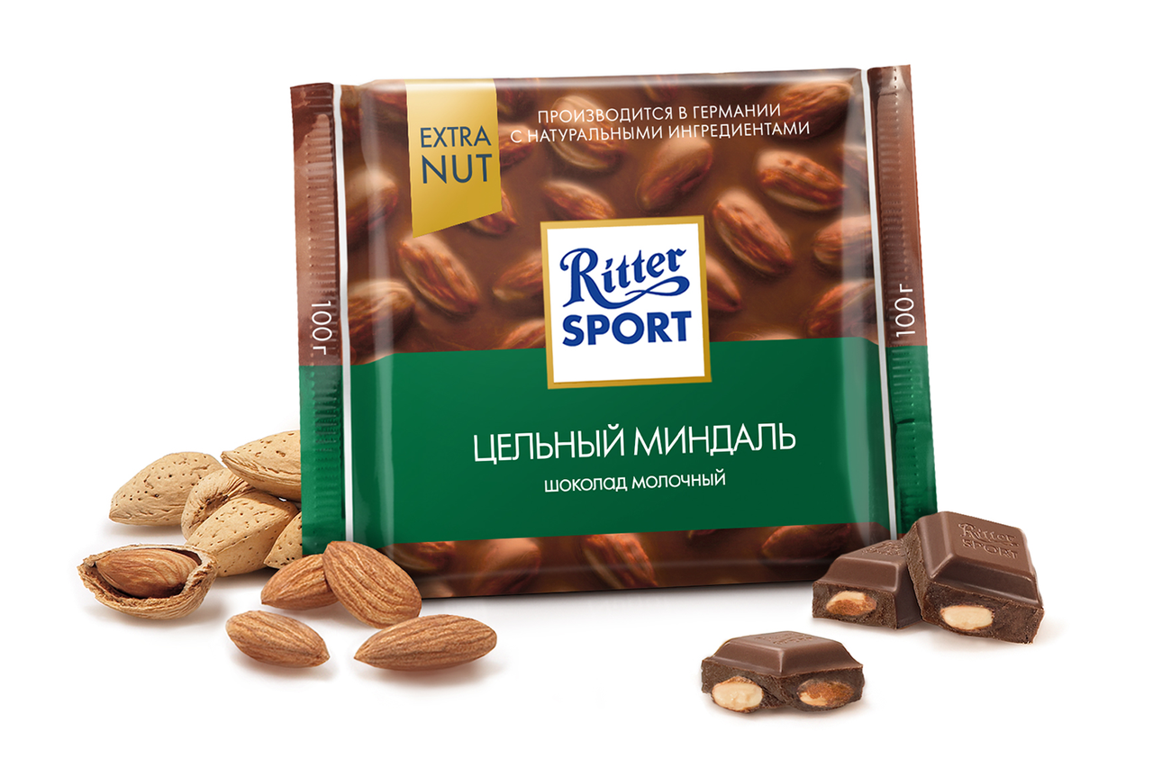 Шоколад RITTER SPORT Цельный миндаль, 100г. - фото 1 - id-p123594576