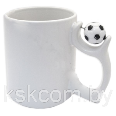 Кружка белая с футбольным мячом на ручке 330 мл - фото 1 - id-p122189464