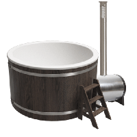 Купель композитная круглая для улицы «КЛАССИК» с печью 40 кВт термоясень