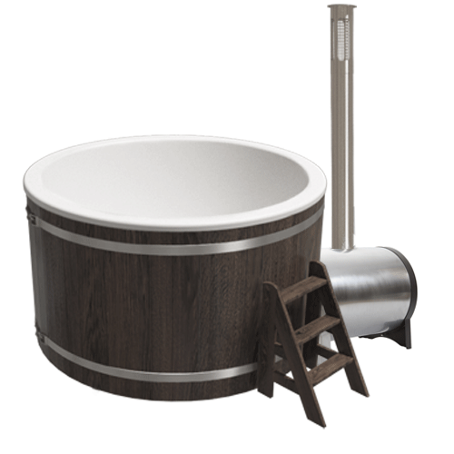 Купель композитная круглая для улицы «КЛАССИК» с печью 40 кВт термоясень - фото 1 - id-p123634363