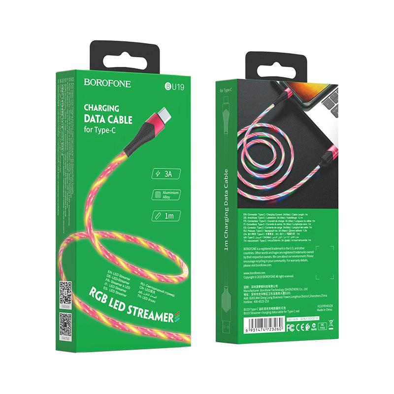 Дата-кабель BOROFONE BU19 Streamer charging data cable for Type-C (red )