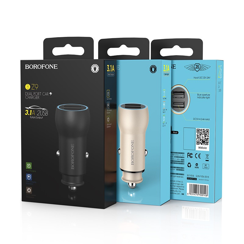 Автомобильное ЗУ Borofone BZ9 (2USB: 2.4A) цвет: черный