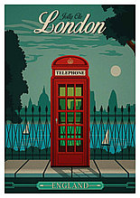 Ретро постер (плакат) "Лондон" на стену для интерьера. Любые размеры