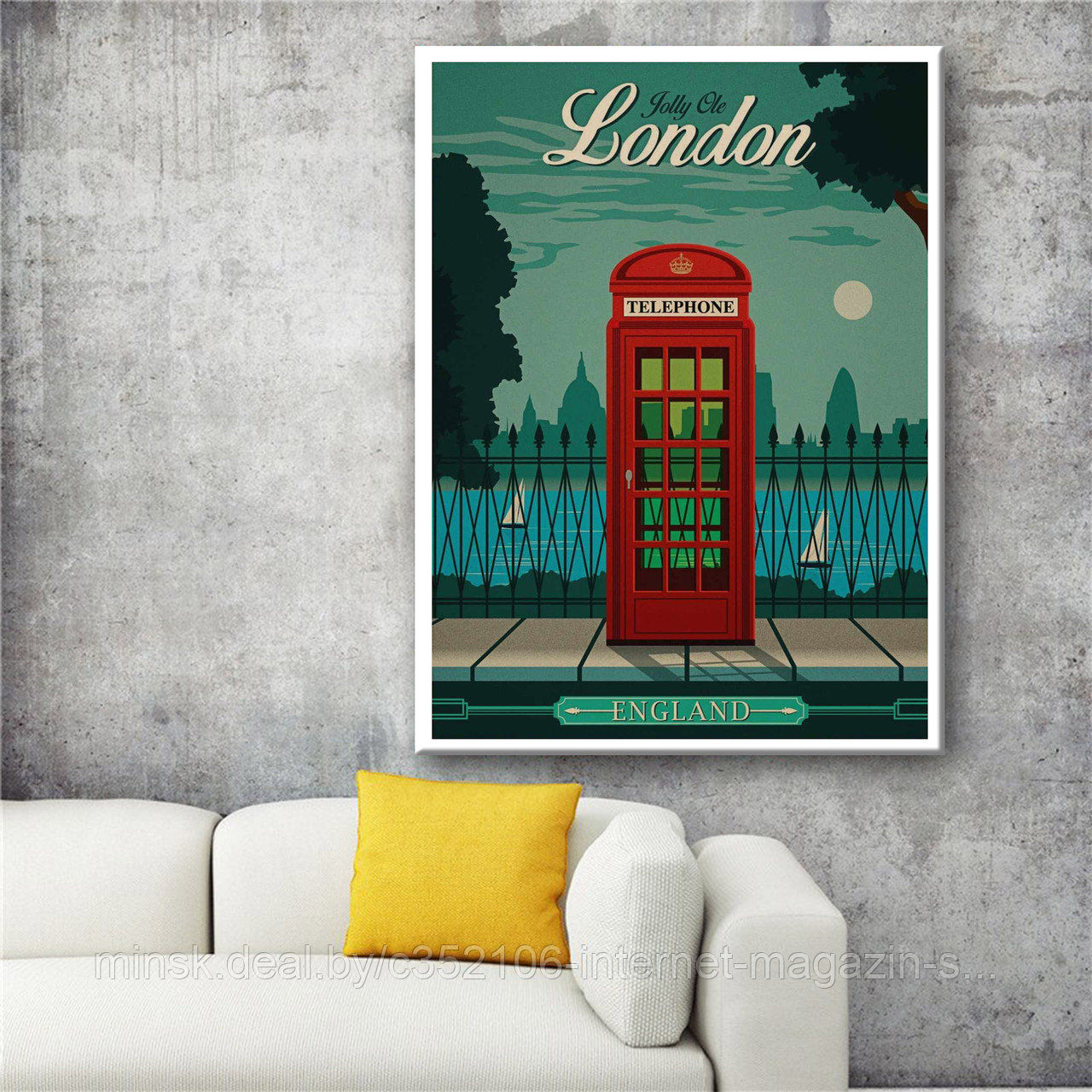 Ретро постер (плакат) "Лондон" на стену для интерьера. Любые размеры На холсте с подрамником - фото 1 - id-p123684040