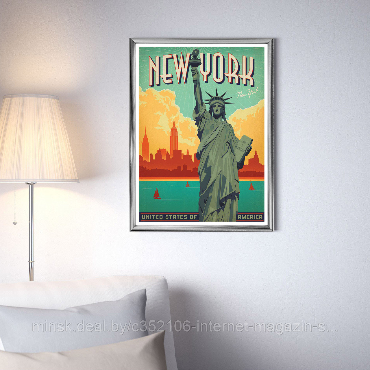 Ретро постер (плакат) "Нью Йорк" на стену для интерьера. Любые размеры - фото 2 - id-p123685942