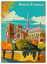 Ретро постер (плакат) "Париж" на стену для интерьера. Любые размеры