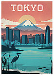 Ретро постер (плакат) "Токио" на стену для интерьера. Любые размеры В пластиковой рамке (черная), фото 2