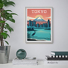 Ретро постер (плакат) "Токио" на стену для интерьера. Любые размеры В алюминиевой рамке