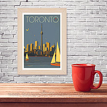 Ретро постер (плакат) "Торонто" В деревянной рамке (цвет сосна)