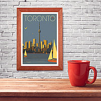 Ретро постер (плакат) "Торонто" В деревянной рамке (цвет орех)