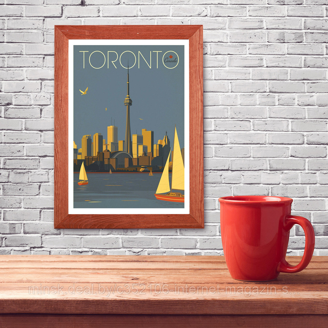 Ретро постер (плакат) "Торонто" В деревянной рамке (цвет орех) - фото 1 - id-p123692042