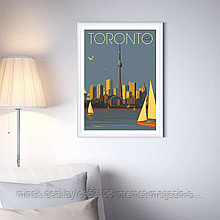 Ретро постер (плакат) "Торонто" В пластиковой рамке (белая)