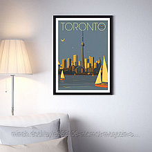 Ретро постер (плакат) "Торонто" В пластиковой рамке (черная)