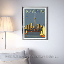 Ретро постер (плакат) "Торонто" В пластиковой рамке (серебряная)