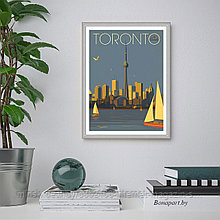 Ретро постер (плакат) "Торонто" В алюминиевой рамке