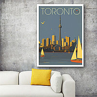 Ретро постер (плакат) "Торонто" На холсте с подрамником