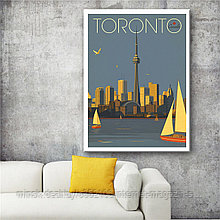 Ретро постер (плакат) "Торонто" На холсте с подрамником