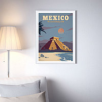 Ретро постер (плакат) "Мехико" В пластиковой рамке (белая)