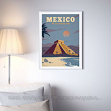 Ретро постер (плакат) "Мехико" В пластиковой рамке (белая)