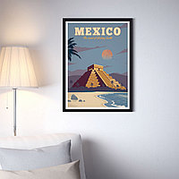 Ретро постер (плакат) "Мехико" В пластиковой рамке (черная)