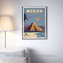 Ретро постер (плакат) "Мехико" В пластиковой рамке (серебряная)