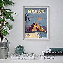 Ретро постер (плакат) "Мехико" В алюминиевой рамке