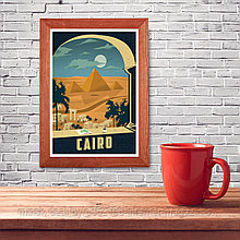 Ретро постер (плакат) "Каир" В деревянной рамке (цвет орех)