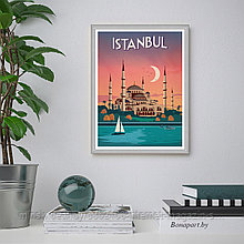 Ретро постер (плакат) "Стамбул" В алюминиевой рамке