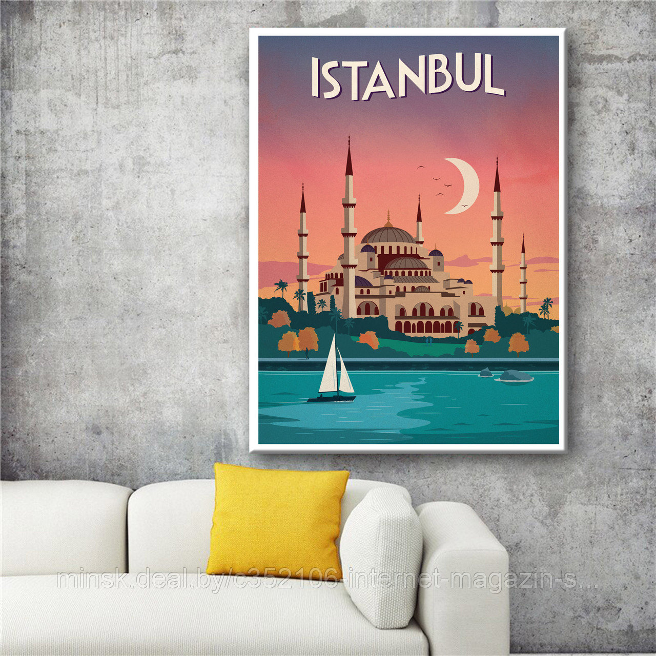 Ретро постер (плакат) "Стамбул" На холсте с подрамником - фото 1 - id-p123692114
