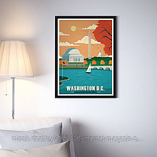 Ретро постер (плакат) "Вашингтон" В пластиковой рамке (черная)