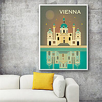 Ретро постер (плакат) "Вена" На холсте с подрамником
