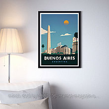 Ретро постер (плакат) "Буэнос Айрес" В пластиковой рамке (черная)