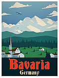 Ретро постер (плакат) "Бавария" В деревянной рамке (цвет сосна), фото 2