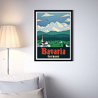 Ретро постер (плакат) "Бавария" В пластиковой рамке (черная)