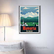 Ретро постер (плакат) "Бавария" В пластиковой рамке (серебряная)