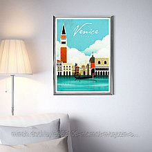 Ретро постер (плакат) "Венеция" В пластиковой рамке (серебряная)