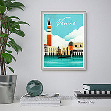 Ретро постер (плакат) "Венеция" В алюминиевой рамке
