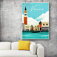Ретро постер (плакат) "Венеция" На холсте с подрамником