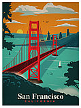 Ретро постер (плакат) "Сан Франциско" В пластиковой рамке (серебряная), фото 2