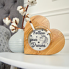 Копилка для монет "Сердце" из дуба, на 250 монет натуральное дерево, "Follow your dreams"