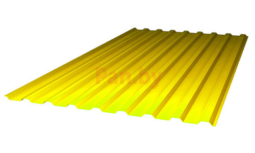 Поликарбонат профилированный Пластилюкс-Групп МП-20, желтый 2000*1150*0,8 мм (трапеция), 1,0 кг/м2 - фото 1 - id-p123706811