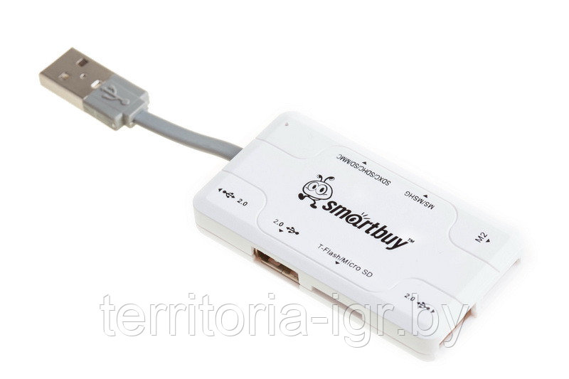 Разветвитель USB-хаб + Картридер SBRH-750-W Combo белый Smartbuy - фото 1 - id-p123715871