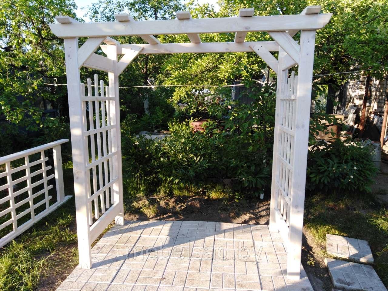 Пергола-арка садовая из массива сосны "Крокус Белая" - фото 3 - id-p123739781