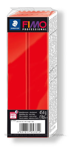 Пластика - полимерная глина FIMO Professional 454г чисто-красный 8041-200
