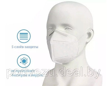 Респиратор-маска 1 шт KN95 FFP2 санитарно-гигиеническая многоразовая (5-ти слойная,на 72 часа) для лица ЧЕРНАЯ - фото 5 - id-p123863619